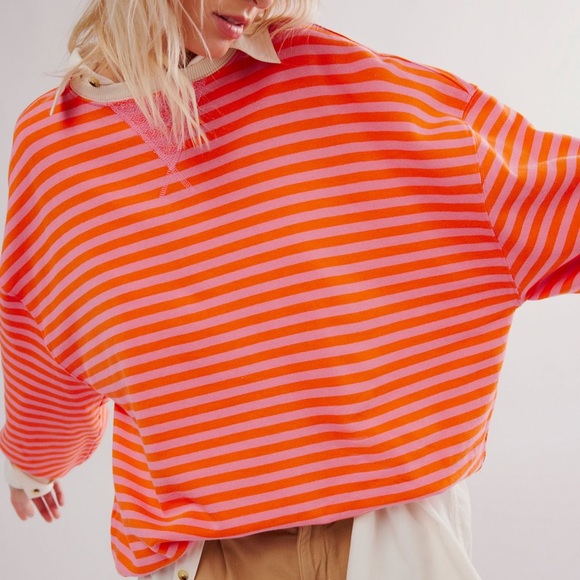 Free People We The Free | Classic Striped Oversized Crewneck | Small - Picture 16 of 16